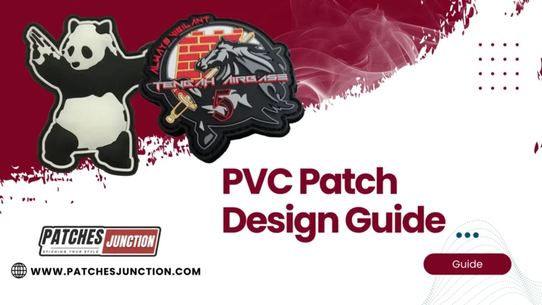 PVC patch designs featuring panda and military airbase patch with design guide